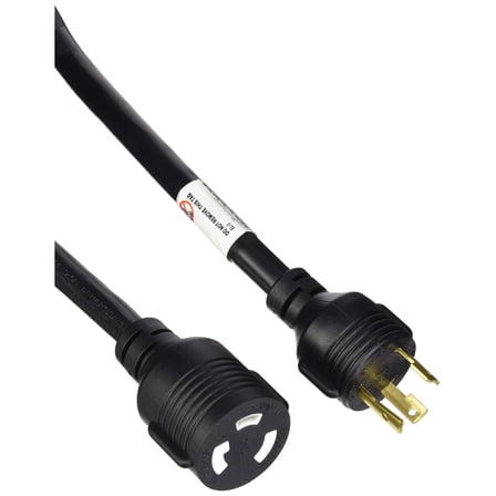 RiteAV Heavy Duty Extension Cord - 3 Feet - Black | Locking Connectors, NEMA L5-30P to NEMA L5-30R, 10AWG, 30A, SJT, 125V