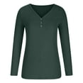 thumbnail image 4 of Women's V-Neck Long Sleeve Buttoned Top Shirts, 4 of 6