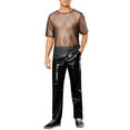 thumbnail image 2 of INSPIRE CHIC Mesh Sheer T-Shirt for Men's See Through Short Sleeves Party Shiny Tee Tops XL Silver Black, 2 of 4