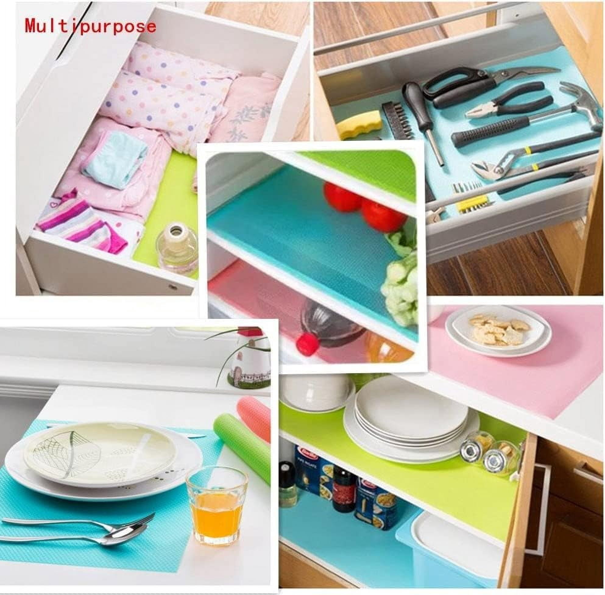 13 Pcs Refrigerator Mats,EVA Refrigerator Liners Washable Can Be Cut Refrigerator Pads Fridge Mats Drawer Table Placemats,Shelves Drawer Table Mats,Size 17.6"x11.3",5Blue+4Green+4Pink