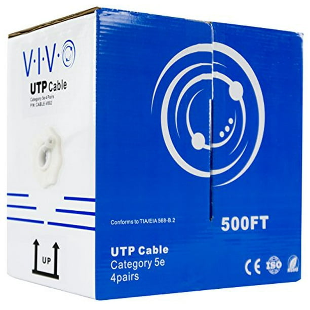 VIVO 500 ft Bulk Cat5e Cable CABLEV002 Wire UTP Pull Box Grey