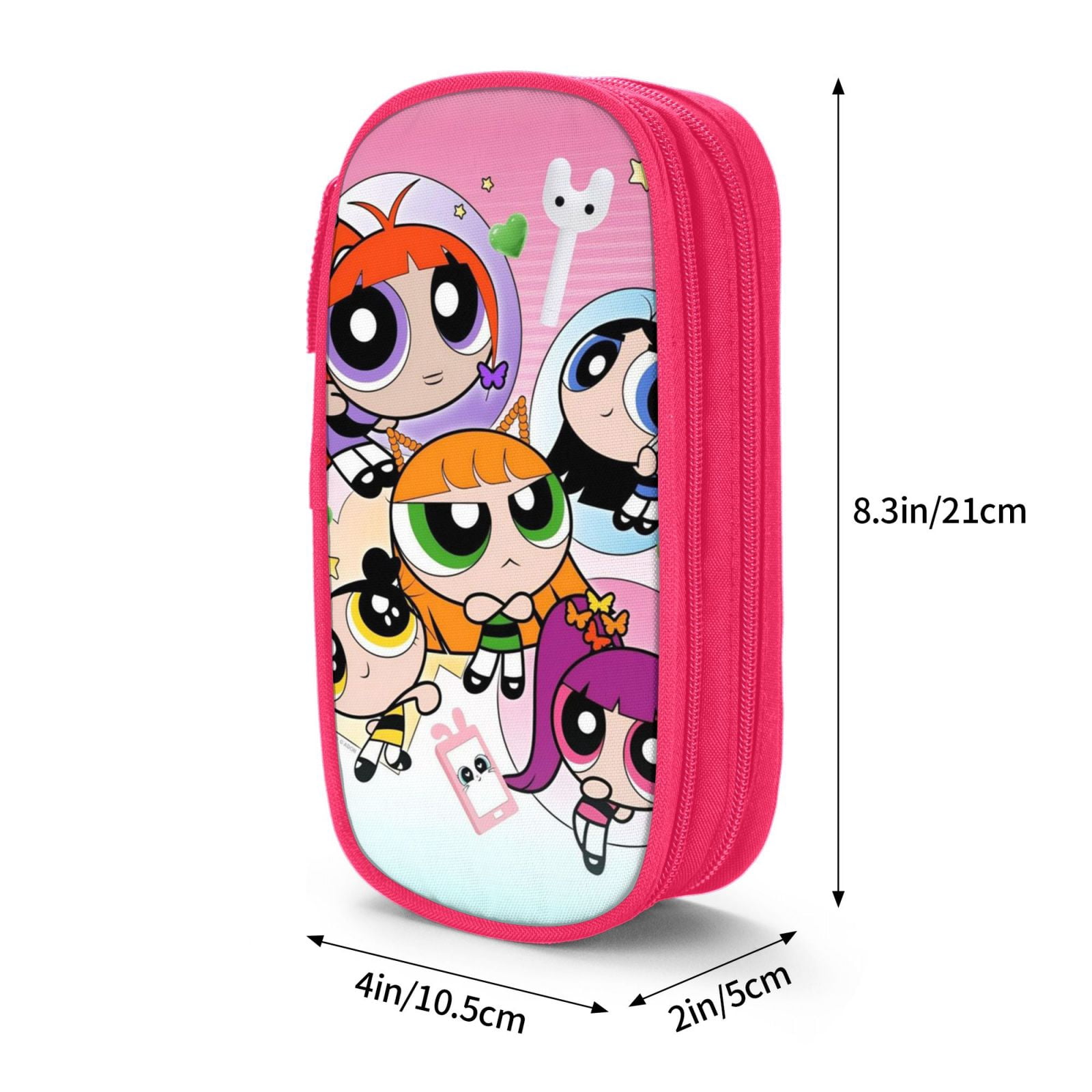 The Powerpuff Gi-rls Pencil Case Large Capacity Pencil Pouch Pen Bag Office Stationery Organizer Travel Makeup Bag Pink