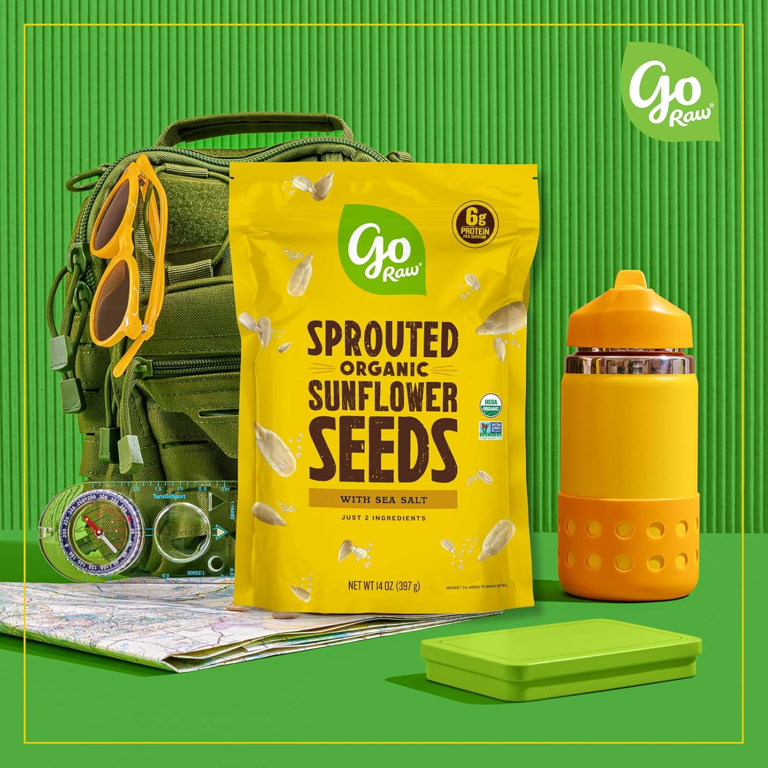 Pack of 6, Go Raw Organic Sprouted Sunflower Seeds, Sea Salt, 14 oz