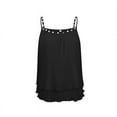 thumbnail image 5 of Mittory Womens V Neck Pearl Trim Tank Tops Double-Layer Ruffle Hem Adjustable Spaghetti Strap Camisole, 5 of 7