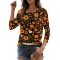 thumbnail image 5 of Halloween Shirts for Women 长袖 2026 Cute Pumpkin Ghost Bat Tunic Blouse Vintage Crew Neck Tops Casual Holiday Shirt Tops Clothes, 5 of 7