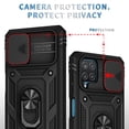 thumbnail image 6 of Samsung Galaxy A12 Phone Case, PC TPU Shockproof Military Grade Drop Proof Dustproof Ring Holder Kickstand Hybrid Slide Camera Cover with Card Holder Case  Samsung A12 6.5", Black, 6 of 12
