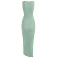 thumbnail image 5 of ZAFUL for Women Prom Dress or Cocktail Dress Evening Part Dress Ribbed Twist Cutout Split Side Slinky Bodycon Dress Green L, 5 of 7