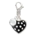thumbnail image 2 of Delight Jewelry Silvertone Black Resin Heart with Clear Crystals in Frame - Silvertone Clip on Charm with Clear Crystal Drop, 2 of 4