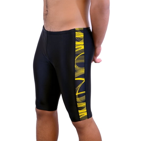Adoretex Boy's/Men's Stellar Spirals Jammer Swimsuit (MJ008) - Black/Gold - 34