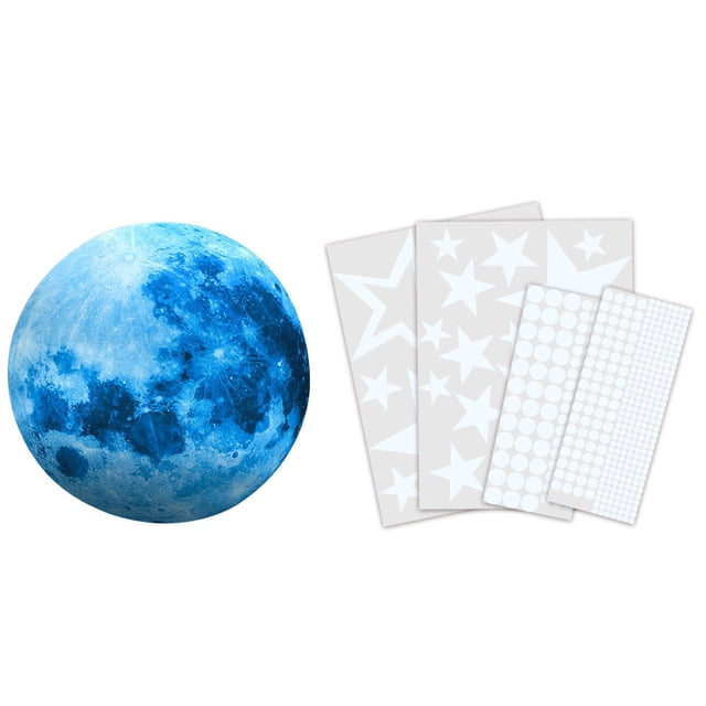 Estrellas y luna que brillan en la oscuridad para techo, estrellas luminosas y calcomanía de pared de luna, para decoración de paredes de habitaciones infantiles, estrellas fluorescentes adhesivas,