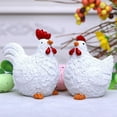 thumbnail image 6 of 2Pcs Resin Chicken Statues, Rooster Hen Figurines - Garden Decor Mini Landscape Ornament - Great for Home, Farmhouse, Country, or Cabin Decor - White, 6 of 6