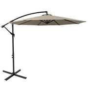 C-Hopetree 10 ft Offset Cantilever Outdoor Patio Umbrella with Cross Base Stand, Taupe