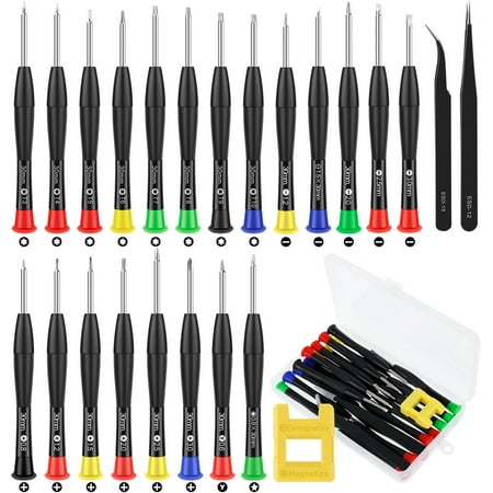 

Welpettie 25 Pcs Precision Screwdriver Set Durable Chrome Vanadium Steel Shaft Magnetic Tip Ergonomic Grip and Swivel End Cap