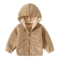 thumbnail image 3 of Cethrio Boys Hooded Fleece Jacket Size 10-12, Lightweight Embroidery Warm Full Zip Fall Winter Outerwear Khaki, 3 of 6
