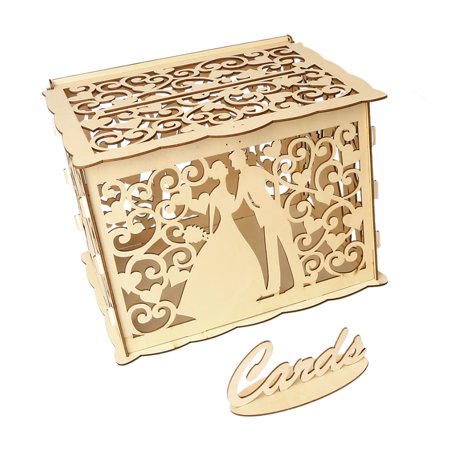 Yeacher DIY Wooden Wedding Card Box with Lock and Card Sign Rustic ...