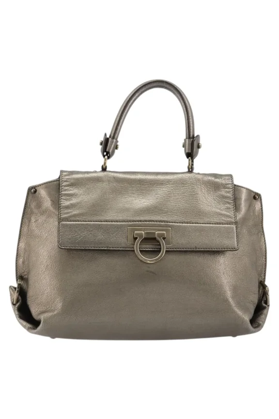 Pre-Owned Salvatore Ferragamo Sofia Satchel Leather Silver Leather Handbag