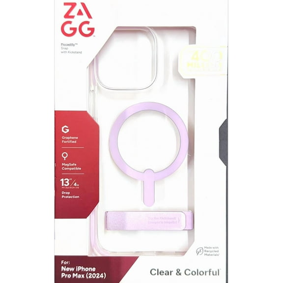 Zagg Piccadilly Snap Case with MagSafe   Kickstand for iPhone 16 Pro Max, Clear Light Pink