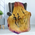 thumbnail image 4 of African Soft Flannel Fleece Throw Blanket, Native Women Dancing Community Celebrating Folkloric Motions Retro Pattern, Cozy Plush for Indoor and Outdoor Use, 50" x 70", Tan Purple, by Ambesonne, 4 of 5