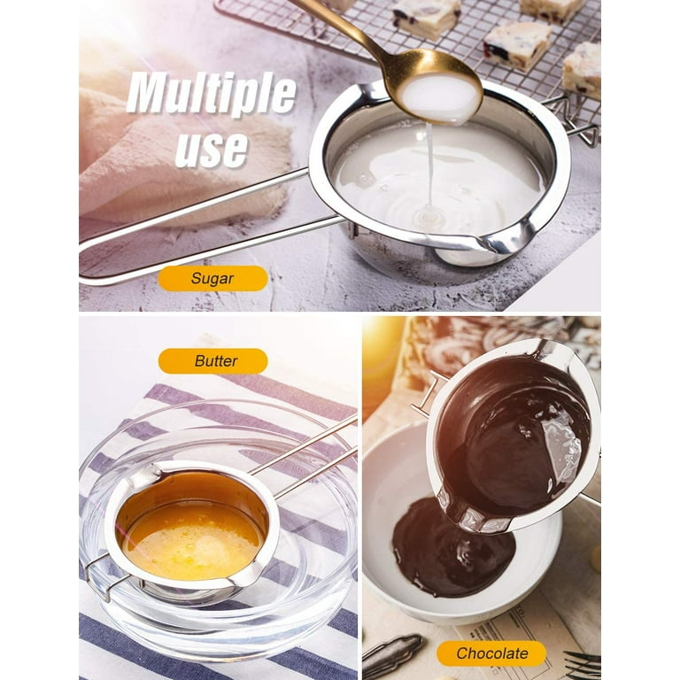 Double Boiler - 600ml Stainless Steel Melting Pot with Heat Resistant Handle, Cohoop 30418/8Large Baking Tools for Melting Chocolate, Butter, Candy