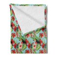 thumbnail image 2 of Exotic Soft Flannel Fleece Throw Blanket, Tropical Illustration of Hibiscus Flowers and Leaves with Parrot and Toucan Birds, Cozy Plush for Indoor and Outdoor Use, 50" x 70", Multicolor, by Ambesonne, 2 of 5