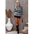 thumbnail image 3 of POGLIP Women's Plaid Print Buttoned Turn Down Collar Coat with Pocket, 3 of 6