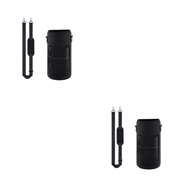 Soidarity Funda para botella de agua de viaje para senderismo con correa para el hombro, bolsa aislante para hervidor de agua, soporte para Negro 2piezas