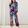 thumbnail image 2 of Pajama Sets for Women 2 Pcs, Beautiful Pink Flower Blue Bird Button Down Long Sleeve Sleepwear Lounge PJ Sets, 2 of 6