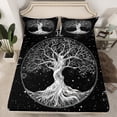 thumbnail image 2 of Homewish Tribal Life Tree Bed Sheets, Bohemian Plant Botanical King Sheets, Psychedelic Stars Sun Galaxy Sheet Set, Ultra Soft Bedroom Decor, 4 Pieces, 2 of 7