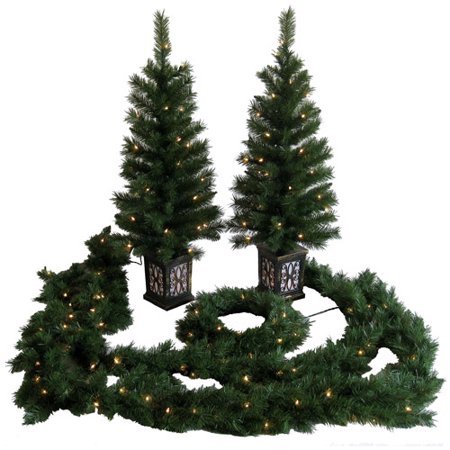 holiday time christmas decor pre lit 5 piece entryway set holiday time christmas decor pre lit 5 piece entryway set