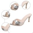 thumbnail image 6 of Rokment Stiletto High Heels Dressy Sandals for Women Ladies Bridal Fashion Casual Leather Pointed Open Toe Dress Slip on Pumps Bride Wedding Summer Heeled Slides Slippers Silver Size 7, 6 of 8
