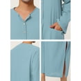 thumbnail image 5 of Unique Bargains Men's Nightshirt Cotton Sleep Shirt Side Split Long Nightgown S Light Blue, 5 of 5