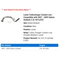 thumbnail image 2 of Lower Turbocharger Coolant Line - Compatible with 2007 - 2009 Subaru Outback 2.5L H4 EJ255 2008, 2 of 2