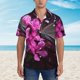 thumbnail image 2 of Balery Pink Blossoms Butterfly Camisas hawaianas de manga corta para hombre, camisas playeras de corte holgado, camisas de vacaciones con botones,XX-Large, 2 of 7