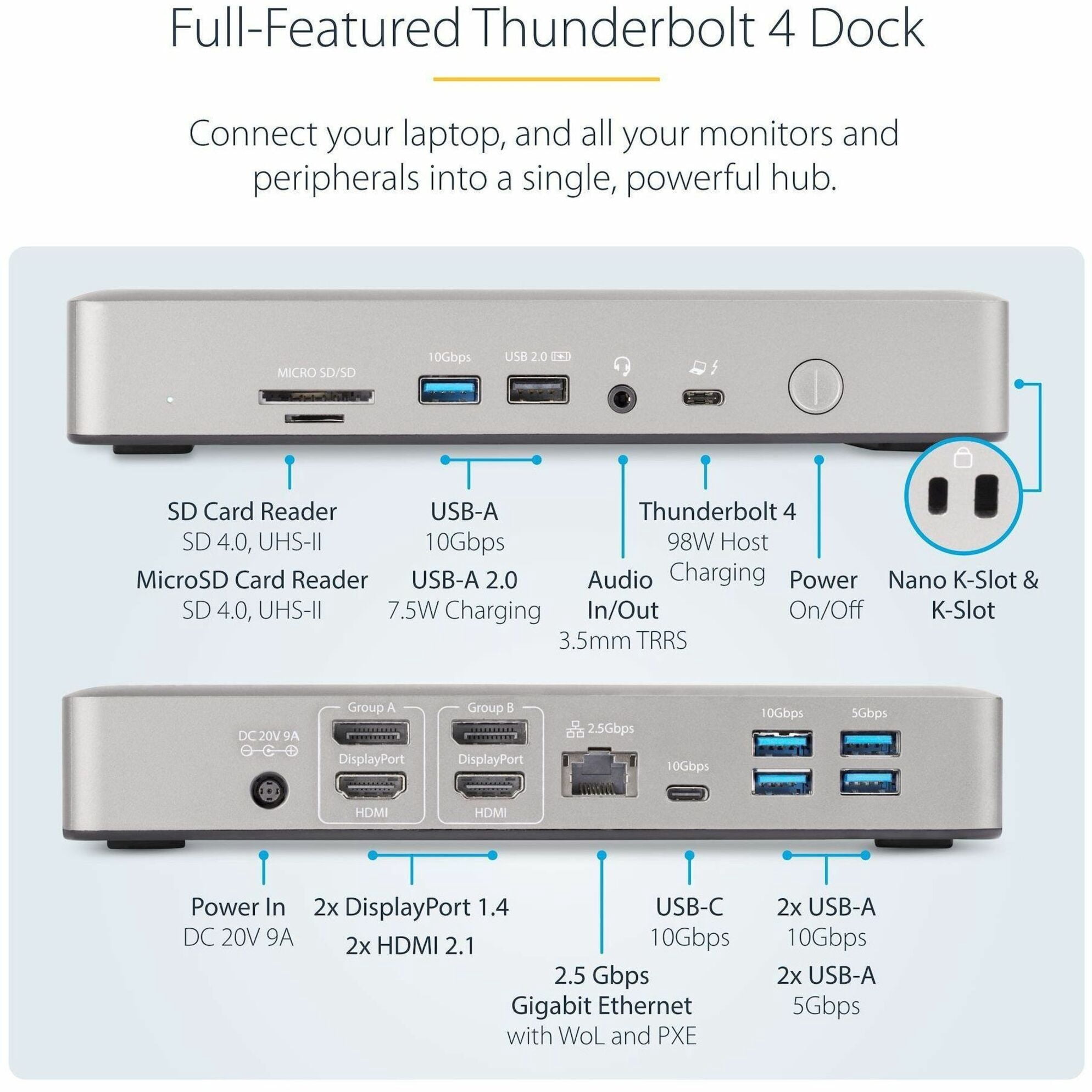 StarTech.com Thunderbolt 4 Multi-Display Docking Station  132N-TB4USB4DOCK