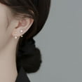 thumbnail image 2 of Solid 925 Sterling Silver Star Half Hoop Earrings Open Huggie Hoops for Women Teens CZ Star Hoop Earrings Ball Cuffs, 2 of 12