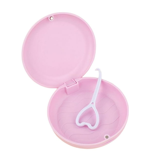 Estuche portátil para retenedores, práctico organizador de bandeja limpia y protectora bucal. rosado