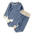 thumbnail image 1 of Odeerbi 6M-7Y Niños Niñas Costilla Pijamas de Punto de Manga Larga Tops Pantalones de Talle Alto de Dos Piezas Pijama Set, 1 of 5