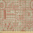 thumbnail image 2 of Ambesonne Ethnic Fabric by the Yard Microfiber, Bicolour Oriental Motif Art, 2 Yards, Burnt Sienna Grey Yellow, 2 of 2