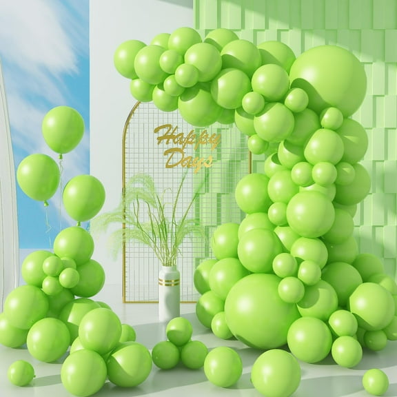 Biapian Lime Green Balloons, 104PCS Green KKS1 Balloon Garland With 18/12/10/5 Inch Fruit Light Green Latex Party Balloon Different Sizes, for Birthday Baby Shower Jungle Soccer Party Decorations