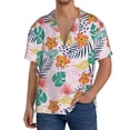 thumbnail image 7 of Lsque Tropical Plants print Men's Cuban Collar Short Sleeve Shirt Summer Beachwear Casual Button Down Fashionable Vacation Leisure Shirt-Small, 7 of 7