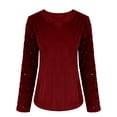 thumbnail image 6 of Sexlip Womens Lace Sleeve Blouse Long Sleeve Cut Out Design Soft Fabric Relaxed Silhouette for Casual Wear Red XXL, 6 of 7