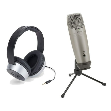 Samson C01U Pro Condenser Microphone with SR550 Closed Back Headphones Bundle