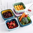 thumbnail image 5 of 3 in1 Kitchen Colander with Lid- Plastic Double-layer Fruit and Vegetable Strainer Bowl Sets /Storage, For Mixed Grain Cleaning, Drainage and Fresh-Keeping (2, Blue), 5 of 5
