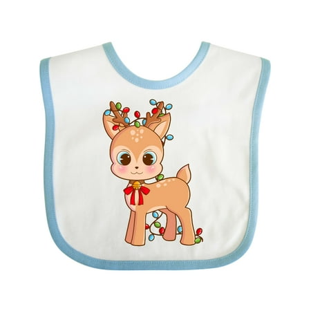 

Inktastic Cute Christmas Reindeer with Christmas Lights Gift Baby Boy or Baby Girl Bib