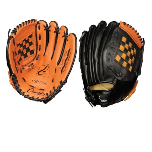 Champion Sports Baseball Softball Fielders Glove for Right Hand, Leather & Vinyl 12'' by Champion Sports