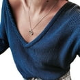 thumbnail image 1 of Women Knitted Sweater Autumn Winter Solid Color Knitted Sweater Deep V Neck Women, 1 of 3