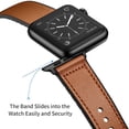 thumbnail image 4 of Compatible with Apple Watch Band 45mm 44mm 42mm, Sweatproof Leather and Rubber Hybrid Band Strap Compatible with Series 7 6 5 4 3 2 1 SE, 4 of 7