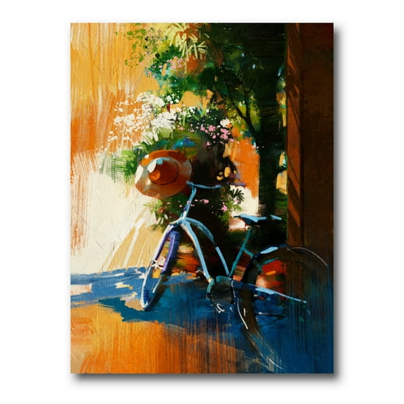 Designart ' Ancient Bicycle and Old Hat On Summer Day ' Vintage Canvas Wall Art Print