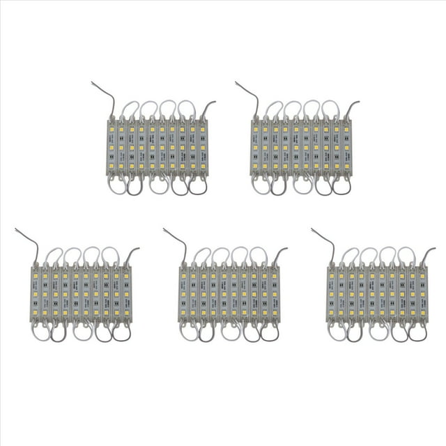 5X10Pcs 5050 SmD 3 LED Módulo LED Tira de Cadena Luz Impermeable DC 12V Cálido