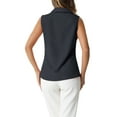 thumbnail image 3 of INSPIRE CHIC Women's Button Down Shirt Sleeveless Lapel V Neck Tunic Chambray Denim Top L Black, 3 of 6